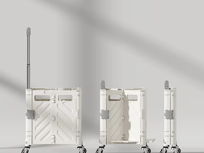 Modern White Storage Cabinets with Wheels and Foldable Doors for Home Use 3d model