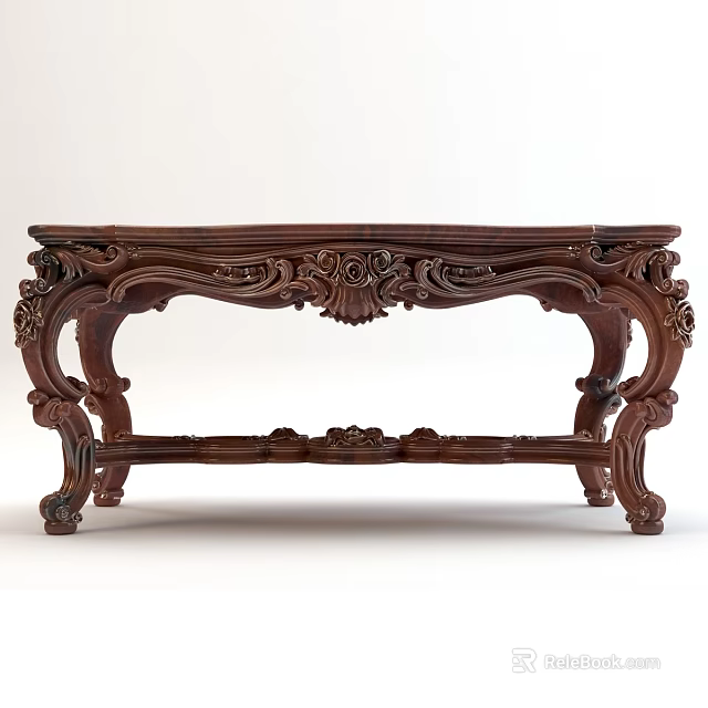 Vintage Wooden Coffee Table With Intricate Carvings And Ornate Leg Design 3d model 