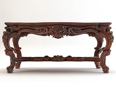 Vintage Wooden Coffee Table With Intricate Carvings And Ornate Leg Design 3d model