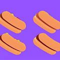 Colorful Hotdogs With Various Toppings On Purple Background And Fresh Ingredients