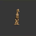 Golden Horse Figurine in Rearing Stance with Intricate Details and Shiny Base on Dark Background