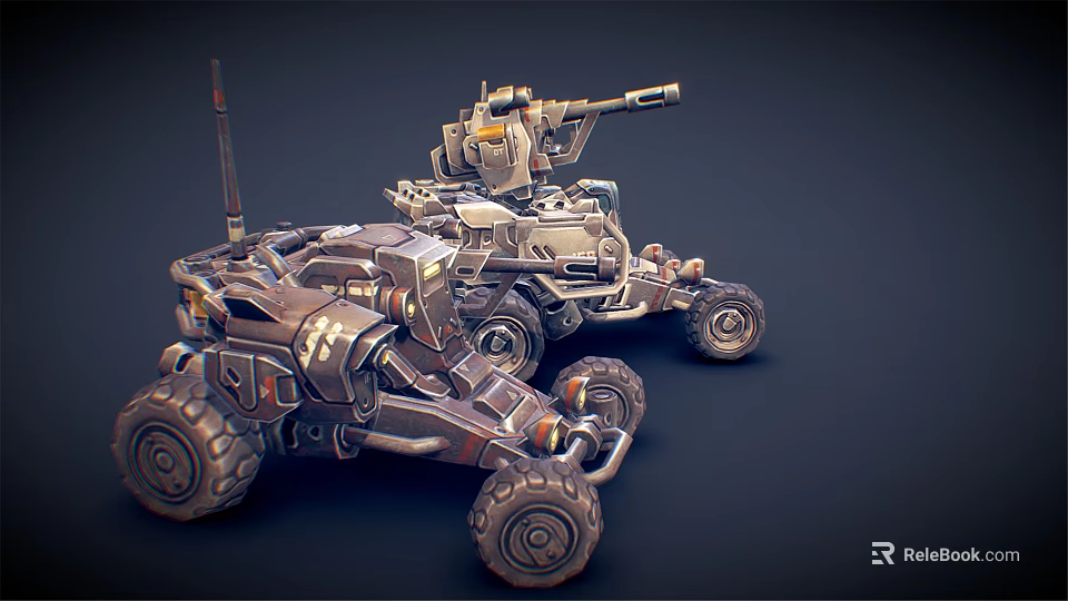 Futuristic Tank Detailed Mechanical Design With Large Wheels And Weapon Systems 3d model 