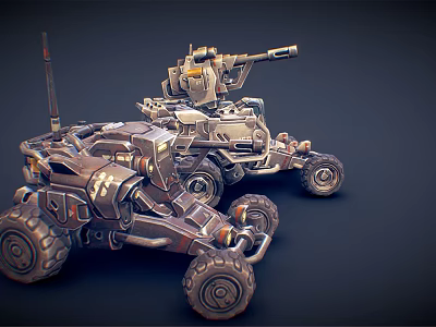 Futuristic Tank Detailed Mechanical Design With Large Wheels And Weapon Systems 3d model