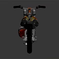 Vintage Orange And Black Custom Motorcycle With Leather Seat Exhaust Pipe And Wheels