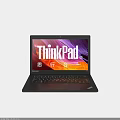 ThinkPad Laptop With Screen Showing ThinkPad Logo And Sleek Black Design 3d model