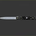 Folding Knife With Black Marble Texture Handle Silver Sharp Blade And Decorative Accents 3d model
