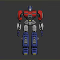 Modern Detailed Red Blue Robot Action Figure With Silver Mechanical Components