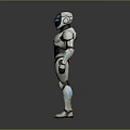 Futuristic Humanoid Robot Design With White Black Body And Blue Accent Lights