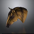 3D Designed Horse Head Model With Orange Brown Color And Dark Mane On Reflective Background