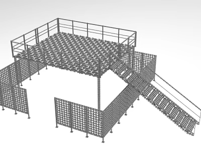 Industrial Equipment Metal Platform With Safety Railing And Staircase Structure 3d model