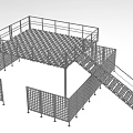 Industrial Equipment Metal Platform With Safety Railing And Staircase Structure