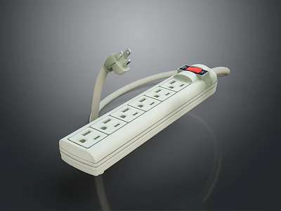 Efficient Computer Power Strip With Multiple Outlets White Design And On Off Switch 3d model