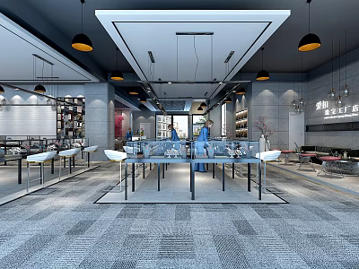 Modern Jewelry Store Interior With Open Layout Display Cases Chandeliers And Marble Flooring 3d model