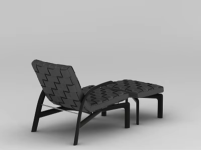 Tech Exhibition Hall Showcasing Modern Gray Woven Lounge Chair With Black Frame 3d model
