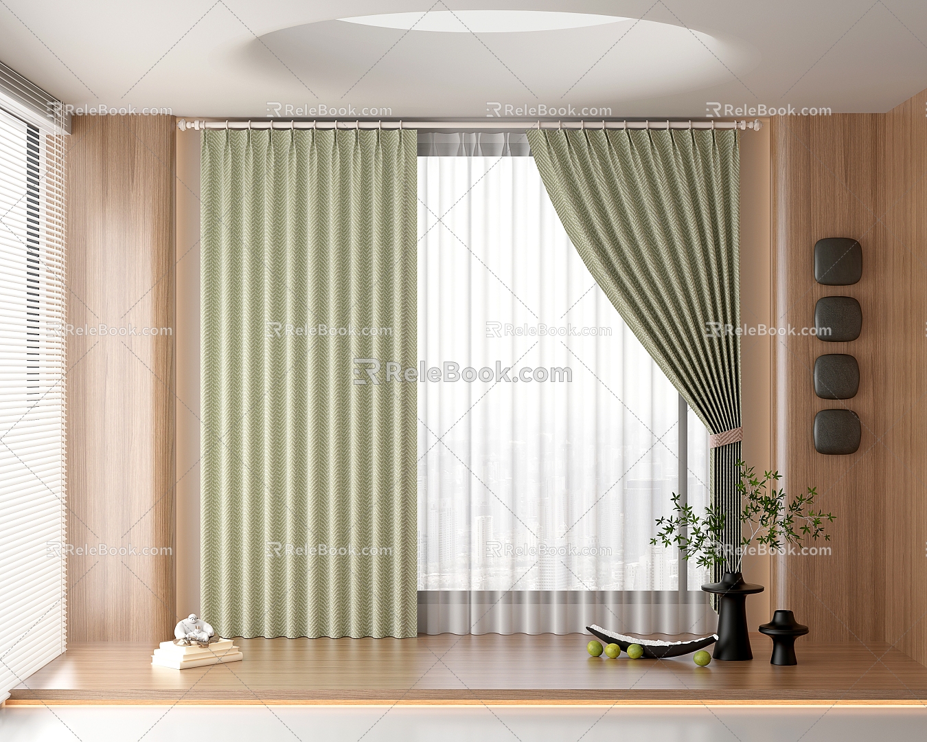 Green Style Fresh Log Wind-Silent Wind Curtain 3d model