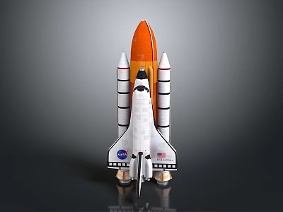 NASA Space Shuttle Model With Rocket Boosters And American Flag Design 3d model