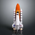 NASA Space Shuttle Model With Rocket Boosters And American Flag Design