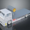 White Model Truck with Flatbed Trailer Gray Drum Yellow Wheel LEWE Logo FOCUS 283 Branding