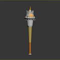 Contemporary Torch Design With Burning Flame Layered Top And Yellow Orange Pole