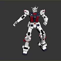 Detailed White Blue Red Gundam Model With Articulated Joints Standing Pose