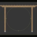 Outdoor Wooden Pergola Structure With Cross Beam Grid And Support Posts