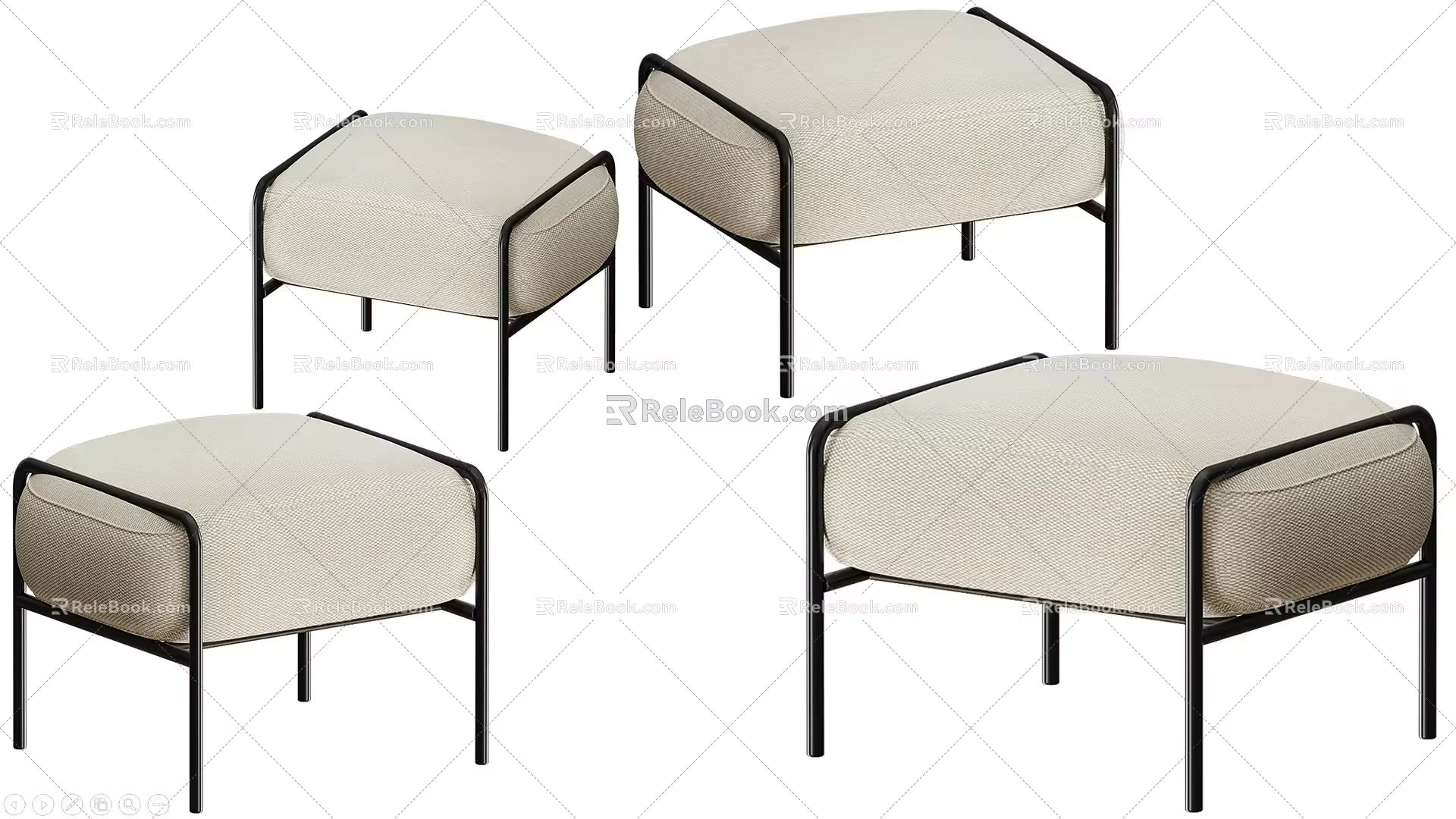 Bench Square Stool Fabric Stool Casual Stool Sofa Stool Low Stool Bed End Stool 3d model