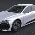 Audi White Electric Sedan With Modern Design Sleek Lines LED Headlights And Black Wheels