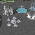 Modern Fountain Square Fountain Art Device Dry Spray Yongquan Waterscape Fountain Water Modeling Combination 3d model