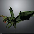 Fantasy Mythical Green Dragon Creature With Antler Like Horns And Wings