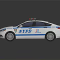 NYPD Police Patrol Car With Red Blue Emergency Lights And Markings