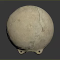 Handcrafted Stone Artifact Featuring Cracked Surface And Central Hole On Grey Background 3d model
