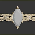 Fashion Ring with Intricate Twisted Band and Large Oval Gemstone Adorned with Small Accent Stones