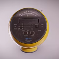 Yellow Round Design Portable Audio Speaker With Display Screen Control Buttons And Speaker Holes