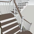Contemporary Staircase Design With Wooden Steps White Railings Black Framed Windows And Gravel Floor