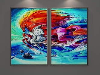 modern abstract painting decorative painting 3d model