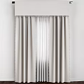 Soft Beige Pleated Curtain with Valance and Tassel Trim for Living Room Window Design