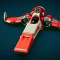 Red And White Passenger Plane Model Featuring Sci Fi Futuristic Wings And Cockpit