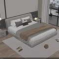 Modern Double Bed With Pillows Nightstands Lamps Plants And Scenic View