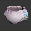 White Baby Diaper With Blue Square Accents And Ruffled Edge Design Soft Comfortable Clothing Accessory