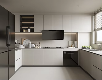 Modern Kitchen Cabinet Hanging Cabinet Kitchen Supplies Range Hood Oven 3d model