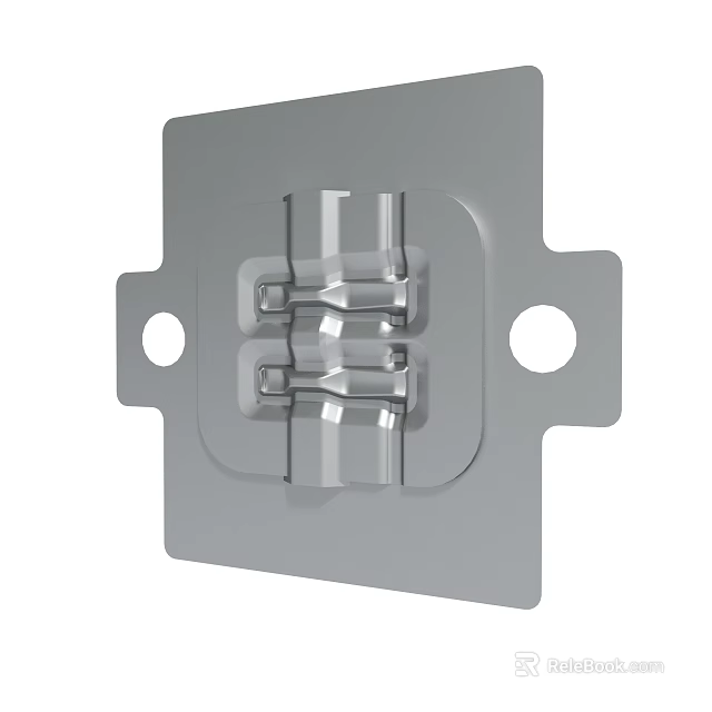 Gray Metal Mechanical Part With Round Holes And Clamping Structure Design 3d model 