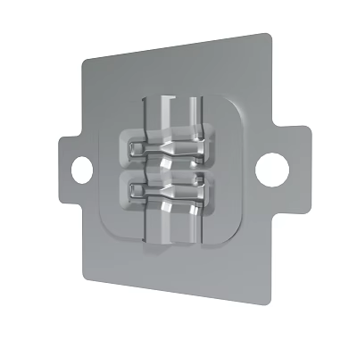 Gray Metal Mechanical Part With Round Holes And Clamping Structure Design 3d model