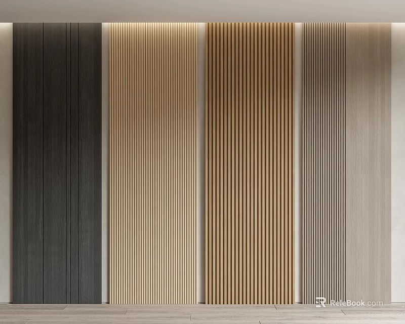 Modern Wall Panels With Various Color Choices And Wooden Texture Designs For Interior Decor 3d model 