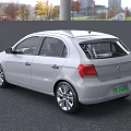 White Volkswagen Compact 5 Door Car With Stylish Front Grille And Headlights