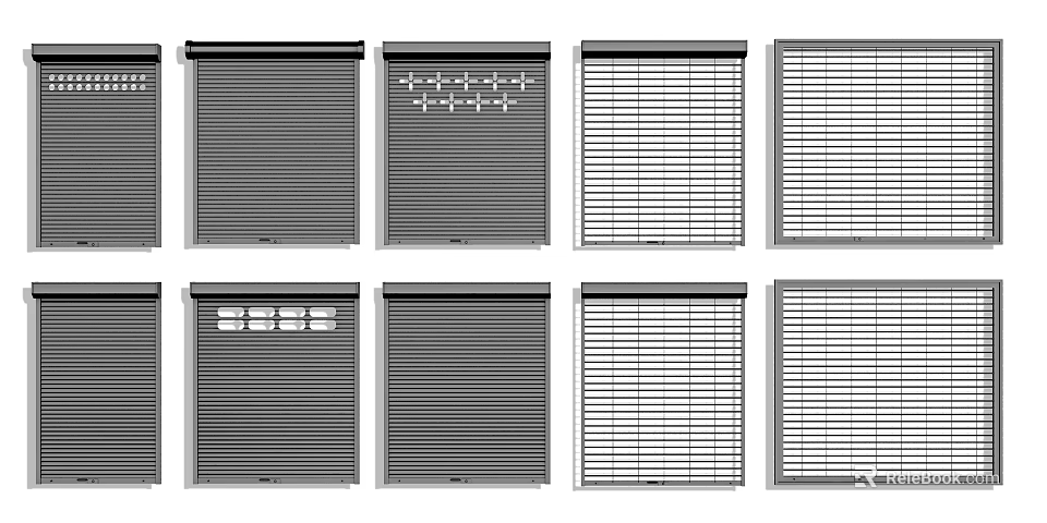 Various Window Blinds And Roller Shutters With Different Patterns And Designs 3d model 