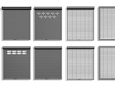 Various Window Blinds And Roller Shutters With Different Patterns And Designs 3d model