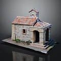 Traditional Stone Chapel Building With Red Tiled Roof Arched Doorway And Small Tower