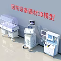 Hospital Medical Equipment 3D Models Including Incubator Ultrasound And Monitor Devices