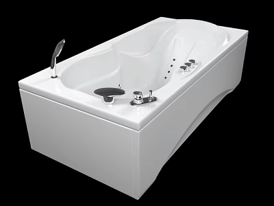 Modern White Bathtub with Chrome Faucet and Control Knobs in Contemporary Design 3d model