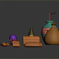 Handmade Sculpture Carvings with Various Shapes Colors Including Guitar Wood Pots Fish Bread Art Pieces